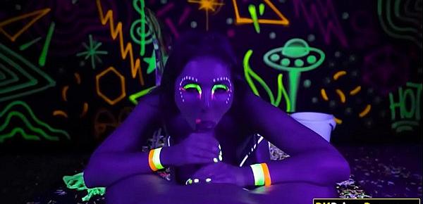  Babe stripped with blacklight and fucked